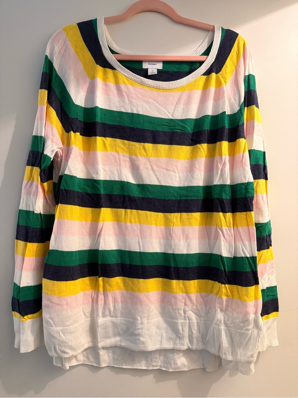 Old Navy Striped Thin Sweater in Green, Navy, Pink, White and Yellow
